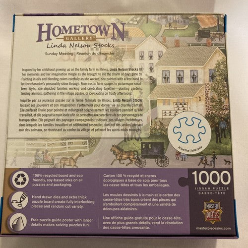 NEW Jigsaw Puzzle Linda Nelson Stocks Hometown 1000 Piece "Sunday Meeting"