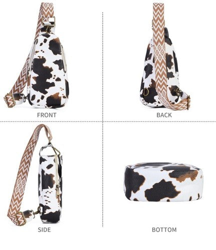 Sling Crossbody Cow Print Bag Women Chest Purse Fanny Pack Shoulder Backpack