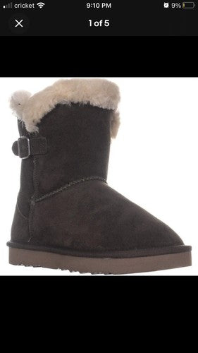 Style & Co. Womens tiny fur bootie Suede Closed Toe Mid-Calf, Olive, Size 5.0