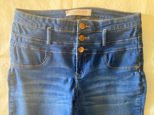 No Boundaries Womens Size 13 Stretch Medium Wash Denim Jeans Lycra Spandex Mid