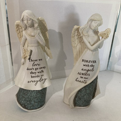 Maison 2 Ceramic Angels 8â In Heaven Figurineâs W/ Butterflies Glass Sayings