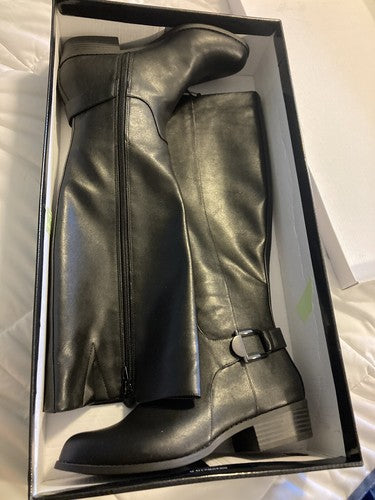 ALFANI Womens Black Arch Support Kallumm Block Heel Zip-Up Riding Boot 7 M