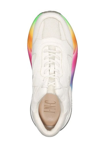 INC Womens White Colorblocked Bubblez Shoes Rainbow Wedge Athletic Sneakers 8 M