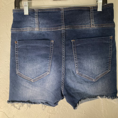 No Boundaries High Rise Denim Shorts Size 15 Cut-Off Stretch Bottom 3-button Zip