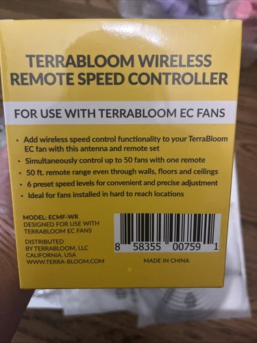 TerraBloom Wireless Remote Speed Controller EC FANS 10â Duct Clamps Intake Grill