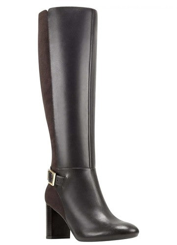 NEW Bandolino Women's Size 9 M Block Heel Zip up Leather Heeled Boots Brown