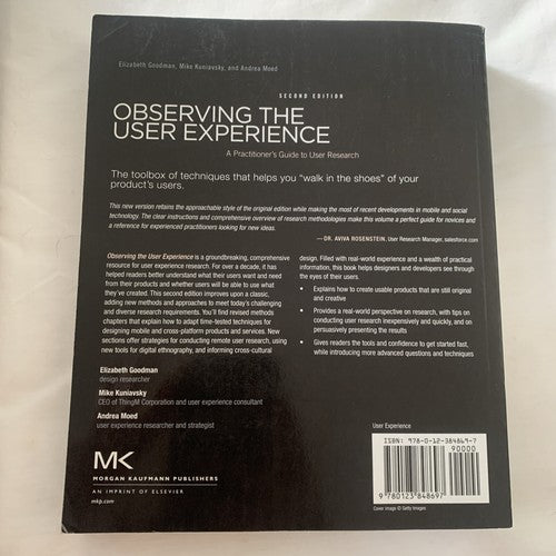 BOOK: Observing the User Experience Practitioners Guide User researcher 2nd Edi