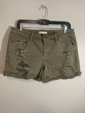 Sol Shorts Womens Size 13 Green Favorite Midi Low Rise Cuffed Denim Distressed