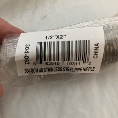 NEW LEGEND Valve 1/2â X 2â 304 SCH.40 STAINLESS STEEL PIPE NIPPLE 304-062