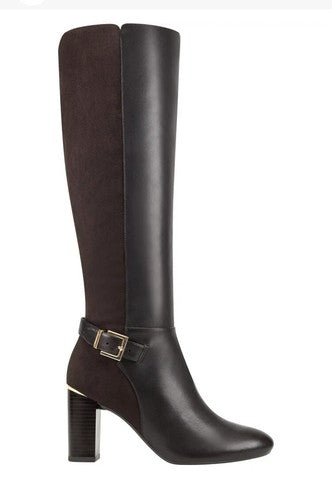 NEW Bandolino Women's Size 9 M Block Heel Zip up Leather Heeled Boots Brown