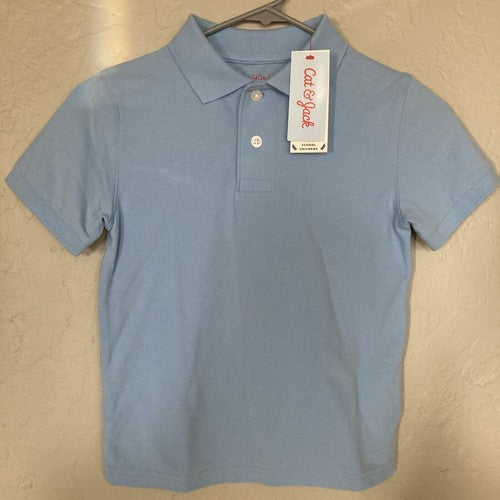 Boys' Short Sleeve Pique Uniform Polo Shirt - Cat & Jack Light Blue XS 4/5