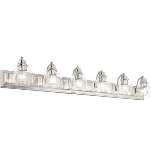 48â Livex Lighting 6 Light Steel Vanity Sconce Brushed Nickel Finish 17076-91