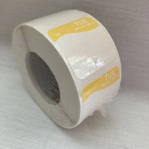 NEW DayMark Day of The Week 1"x 1" Dissolvable Label TUESDAY Roll Of 500 Sticker
