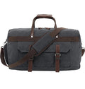 Menâs Travel Duffel Bag Waterproof Canvas Genuine Leather Weekend Bag Large Grey