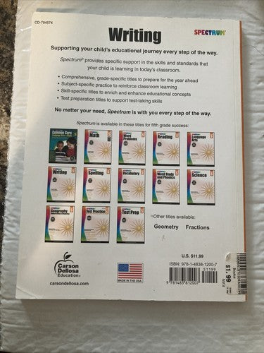 BOOK LOT: Grade 5 Complete Math Success Writings Mathematics Spectrum Homeschool
