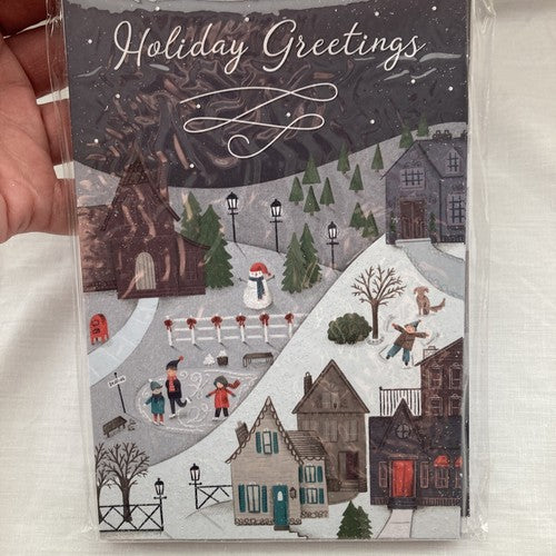 Holiday Greeting Card Pack Of 8 Deluxe Foil Lined Envelopes Christmas Designer