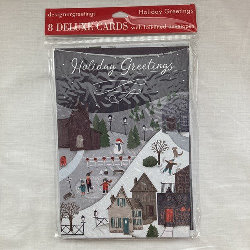 Holiday Greeting Card Pack Of 8 Deluxe Foil Lined Envelopes Christmas Designer