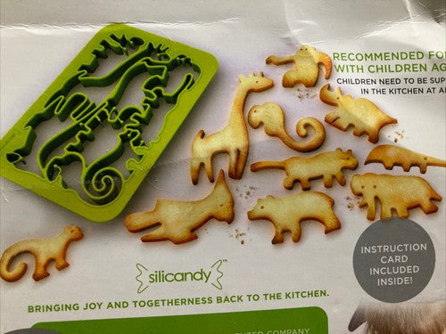 Silicandy Cookie Cutter 8x11 Multi Animal Jungle green 11 in 1 Baking BPA free