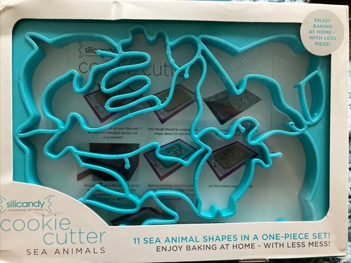 Silicandy Cookie Cutter 8x11 Multi Animal Sea Blue 11 in 1 Baking BPA free FDA