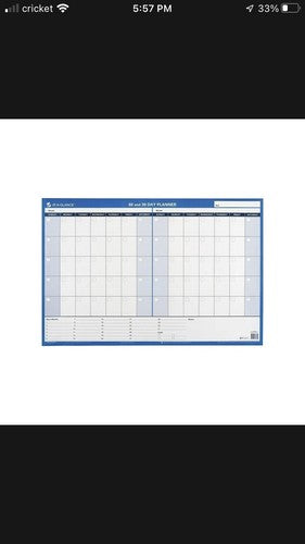 NEW At-A-Glance 30/60-Day Undated Horizontal Erasable Wall Planner 36 x 24 White