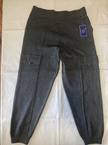 Lark & grey ladies Knit pants size XL X-Large Cargo Pocket Button Stretch Cozy