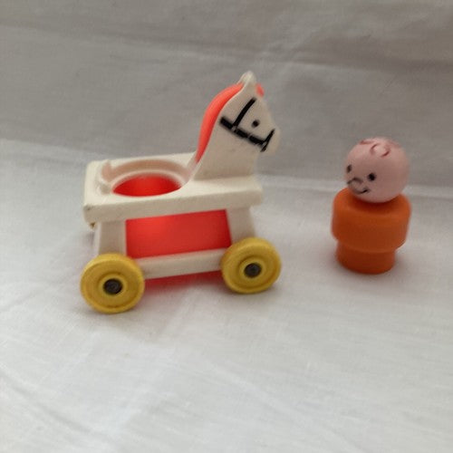 Fisher Price Little People Vintage Vehicle Ride On Nursery Baby Horse Red Hair