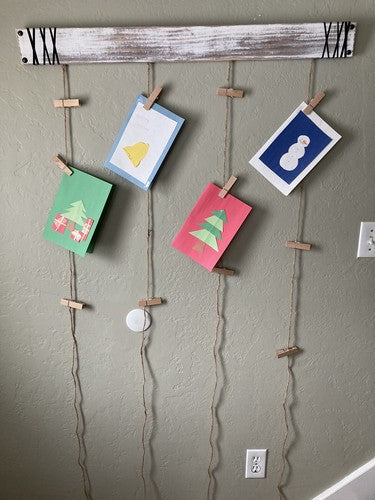 NEW 36â X 3 1/2â Hanging Wood & Hessian Rope Hat Rack Card Photo Display Clips