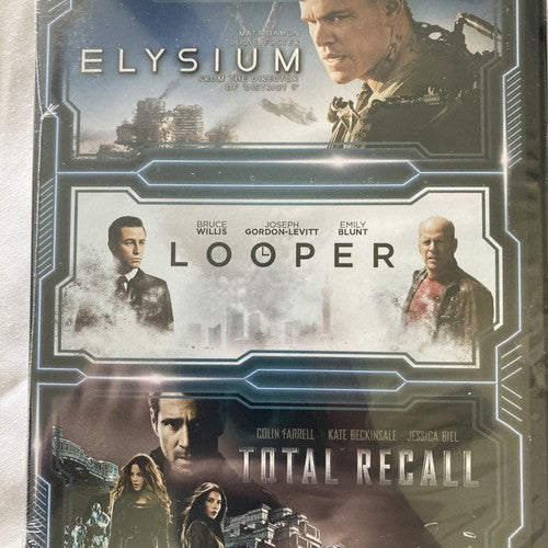 BRAND NEW Elysium / Looper / Total Recall DVD 3-movie Collection Damon Willis