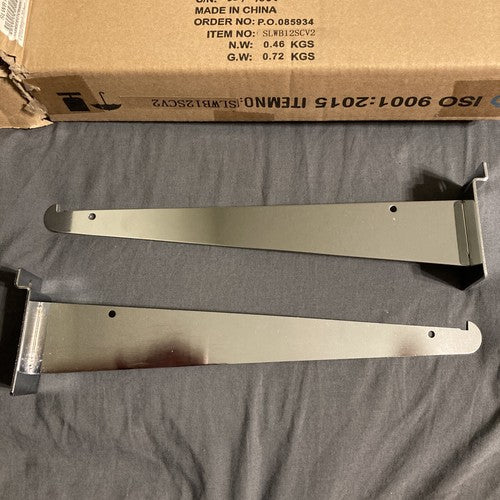 12â Metal Slatewall Knife Shelf Brackets Pair/2 Chrome Retail Shelving Display