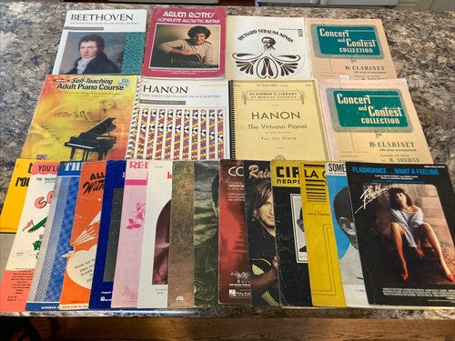 Lot Of 23 Vintage Sheet Music & Books Organ Piano Keyboard Guitar Collectible
