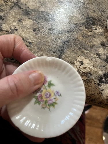 VTG Miniature Tea Set Porcelain Floral Design Cups Plates Cream Sugar Pot Spoon