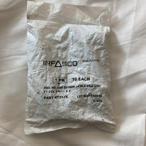 10-Pack Infasco Silver Hex HD Cap Screw 73575 J429-5 FNA UNC FT ZCL 5/8-11x2