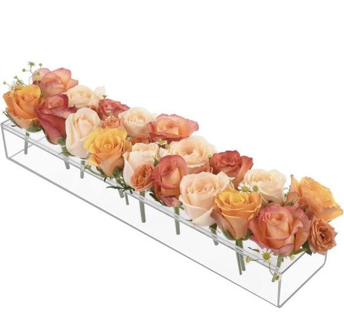 18-Hole Rectangular Flowers Vases Clear Acrylic Modern Vases Long Table Vase