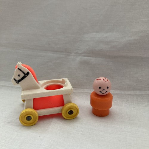 Fisher Price Little People Vintage Vehicle Ride On Nursery Baby Horse Red Hair