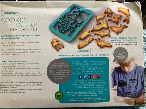 Silicandy Cookie Cutter 8x11 Multi Animal Sea Blue 11 in 1 Baking BPA free FDA