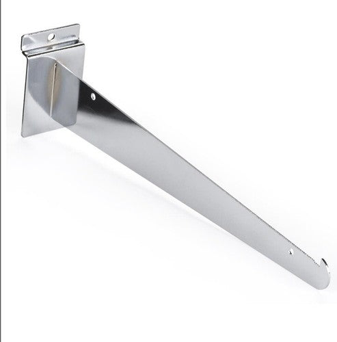 12â Metal Slatewall Knife Shelf Brackets Pair/2 Chrome Retail Shelving Display