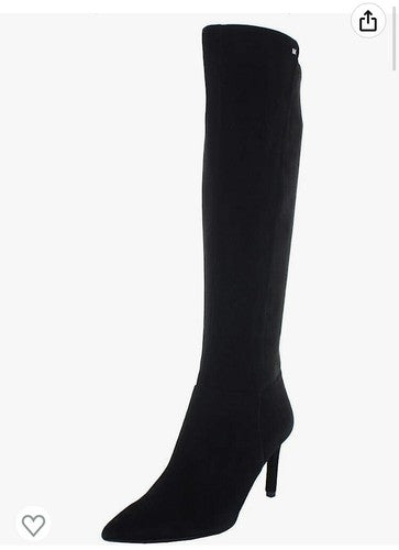 NIB Michael Kors Dorthy Flex Boots Sz 5.5 Womenâs Suede Black Heeled Boot 5 1/2