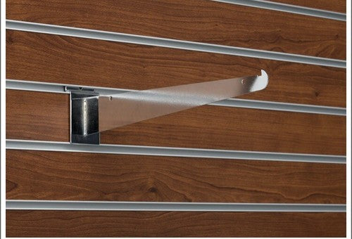 12â Metal Slatewall Knife Shelf Brackets Pair/2 Chrome Retail Shelving Display