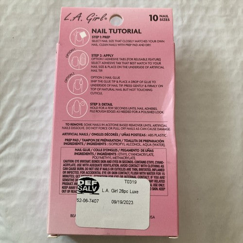 L.A. Girl Luxe Shine Nail Fave Artificial Nail Tips Excite Me GNT143 Press/glue