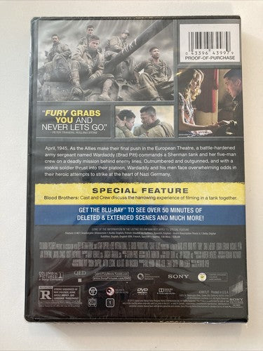 BRAND NEW DVD ð Fury (2014) Brad Pitt War Film Movie Shia Leboeuf Michael Pena