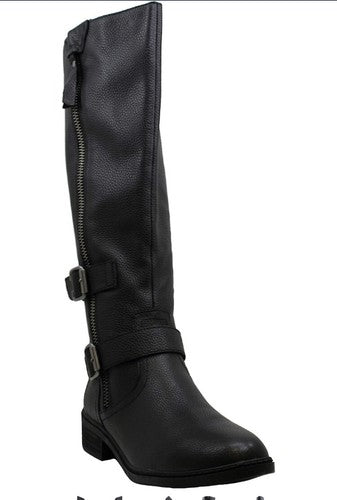 AMERICAN RAG Womenâs Boots 6.5 M Black Strap Zipper Collins Round Toe Leather