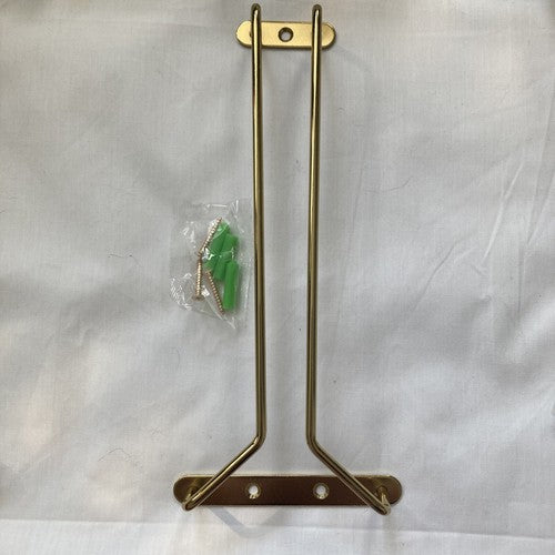 QTY: 12  10â Wire Glass Hanger Holder Hanging Rack Shelf Brass Plated NEW