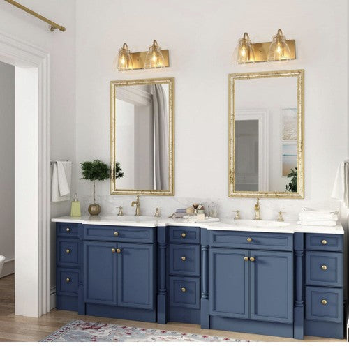 Bathroom Vanity Light Fixtures, 2 Lights Gold Bathroom Light Fixtures with Clear