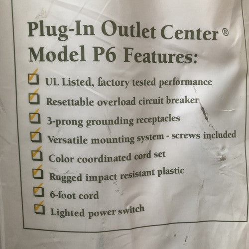 NEW Wiremold Plug-In Outlet Center Unit 6 Outlet Extension Cord Outlet 3 prong