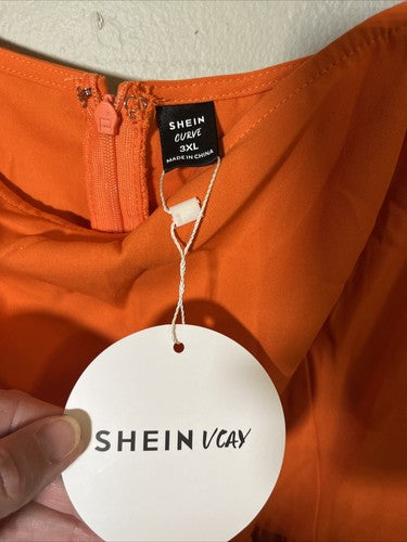 SHEIN Curve 3XL Orange Mini Dress NWT Summer Sleeveless Plus Size Vcay