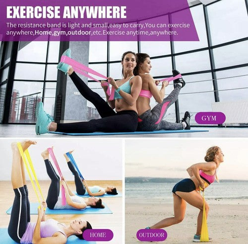 NEW 9 Ft Stretch Resistance Bands Exercise Pilates Yoga Aerobic GYM Home Workout
