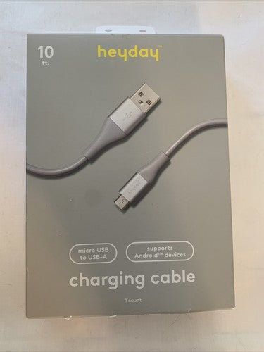 10' Micro-USB to USB-A Round Cable - heydayâ¢ Cool Gray/Silver