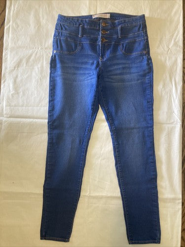 No Boundaries Womens Size 13 Stretch Medium Wash Denim Jeans Lycra Spandex Mid