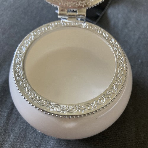 NEW Honey Bee Trinket Pill Box Domed Hinged White Ceramic 2.5â W x 1.5" H Bumble