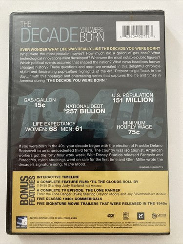 BRAND NEW DVD ð The Decade You Were Born 1940s Historical 'Til The Clouds Roll